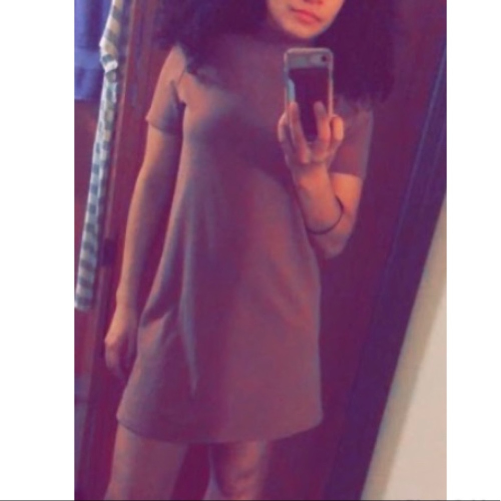 Brown turtleneck t-shirt dress, size S